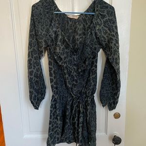 Rebecca Taykor leopard mini dress with cinch waist, 0